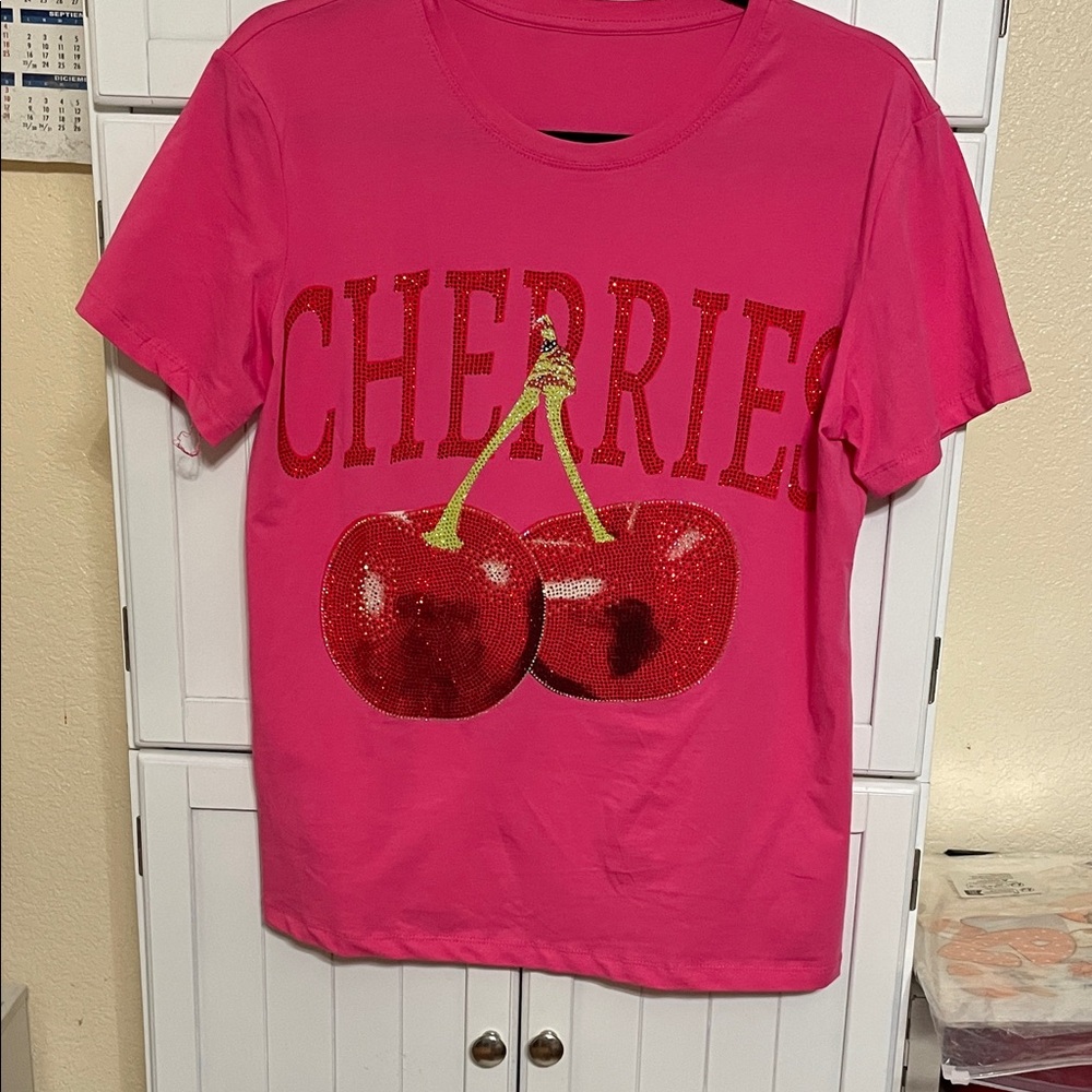 Pink Cherry Graphic Kids T-Shirt